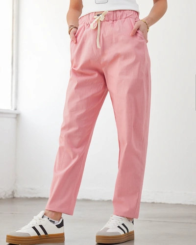 Pantalons droits en coton pour femmes Royalfashion avec un lien à la taille