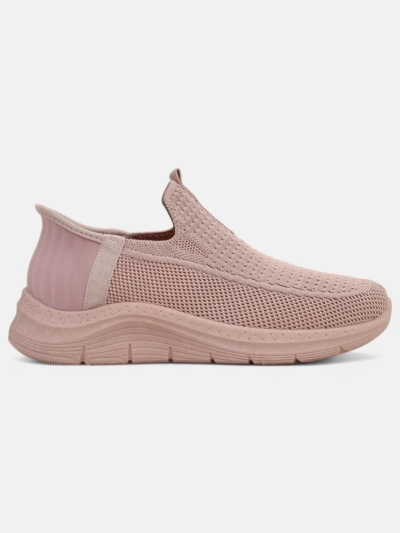 Baskets pour femmes Apollo Rosa - chaussures roses slip-on en tissu à semelle plate