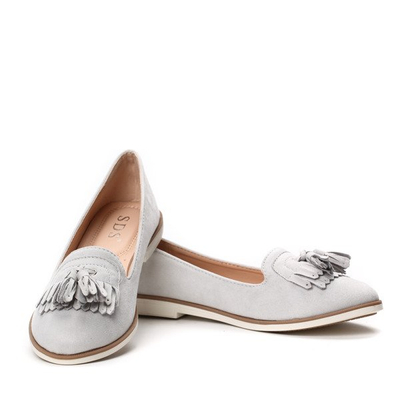 Szare mokasyny z frędzlami Fritza- Obuwie 