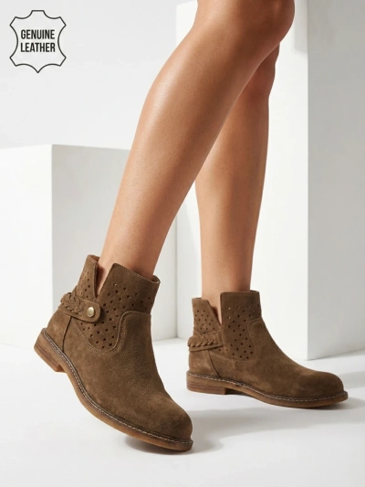 Bottines ajourées pour femmes en cuir naturel Unimi