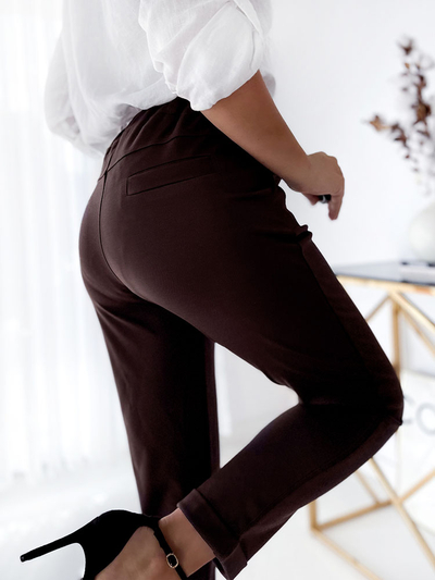 Royalfashion Pantalon tregging pour femme marron foncé