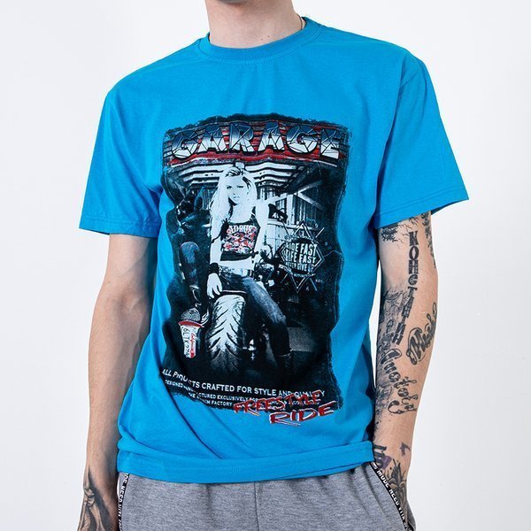 T-shirt homme en coton bleu clair orné d'un imprimé et de l'inscription - Vêtements