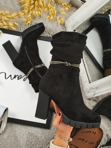 Bottines femme en daim écologique à talons épais RuneFlicker