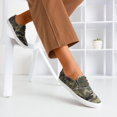 Baskets à enfiler vert clair pour femmes Leandra camo - Chaussures
