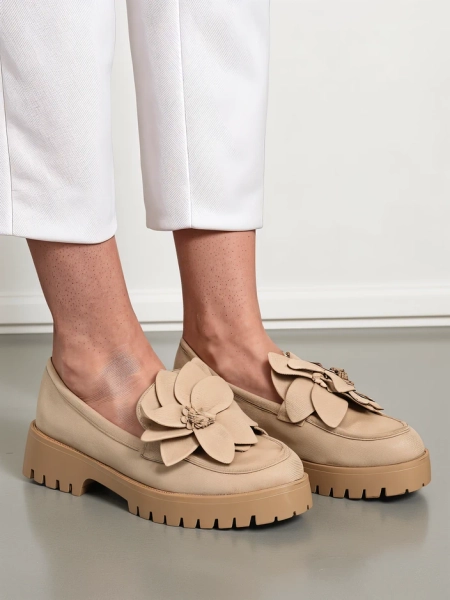 Mocassins pour femmes en suède Eco Royalfashion avec fleur Floverse