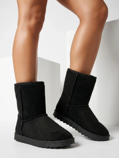 Royalfashion Noir bottes a'la bottes de neige pour femmes Leaner