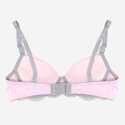 Soutien-gorge femme gris et rose avec dentelle - Sous-vêtements