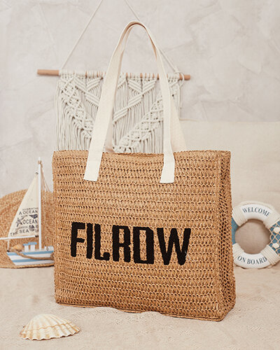 Royalfashion Grand sac à main en paille pour femme