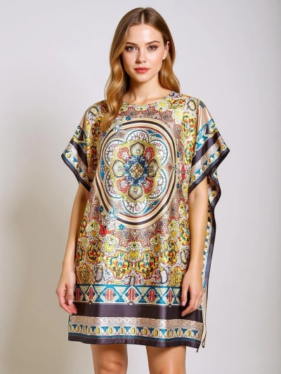 Robe paréo Royalfashion Calista – multicolore jusqu'aux genoux, polyester