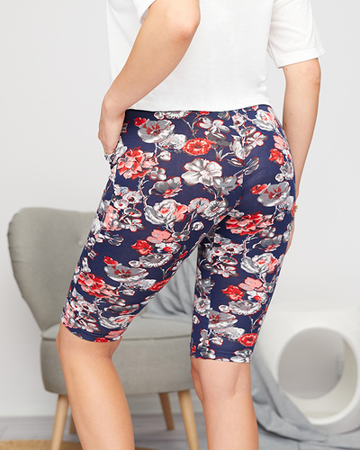 Short 3/4 femme à motifs, bleu marine et rouge GRANDE TAILLE - Vêtements