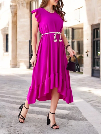 Robe midi pour femmes Royalfashion avec volants et manches courtes