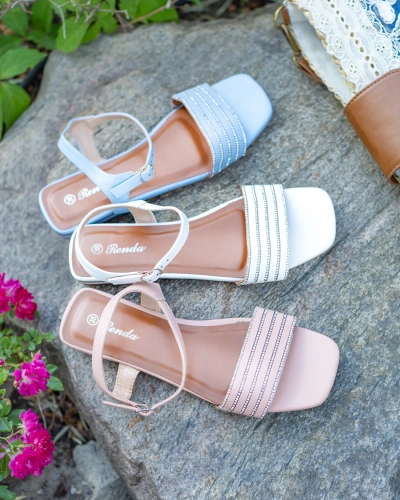 Royalfashion Sandales plates roses pour femme avec zircons Lubrus