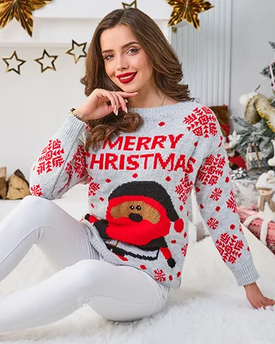 Royalfashion Pull de Noël pour femme avec le Père Noël