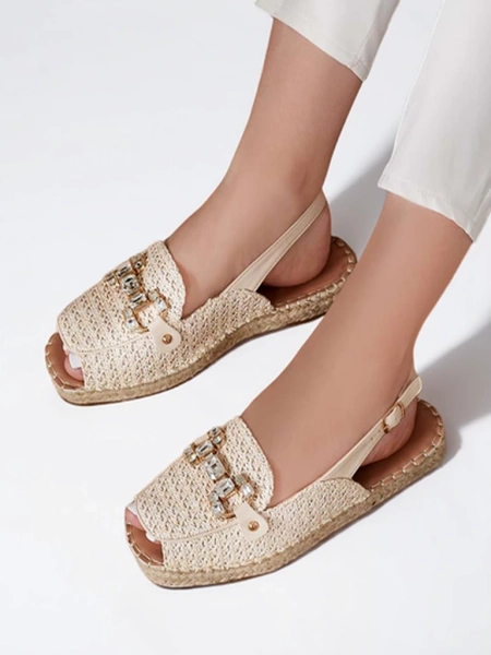 Royalfashion Espadrilles pour femmes à bout ouvert