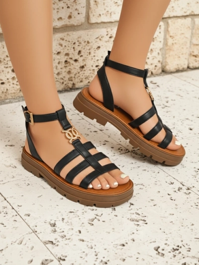 Royalfashion Sandales pour femmes Golden Livia