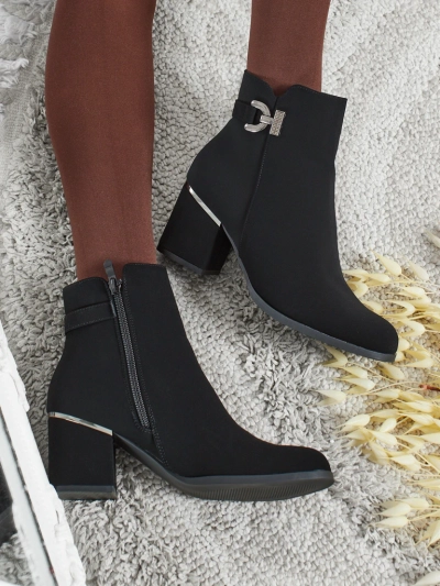 Bottines femme en cuir écologique à talons épais Ruvina