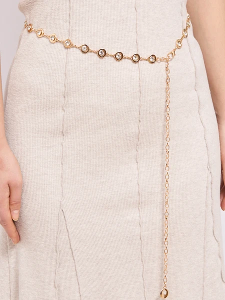 Aurelia Bella Donna – ceinture métallique pour femmes avec cristaux, dorée 115 cm