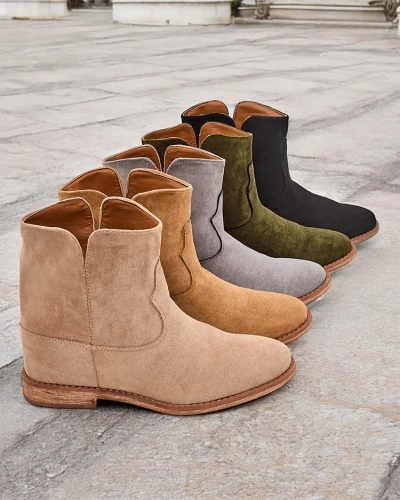 Royalfashion Bottes de style cowboy sur un talon compensé couvert Blueston