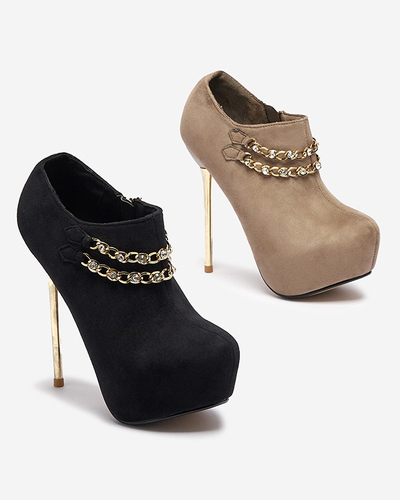 Gris-beige chaussures à talon haut pour femmes Ehcso- Footwear