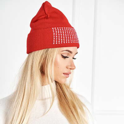 Casquette femme bordeaux avec perles - Accessoires