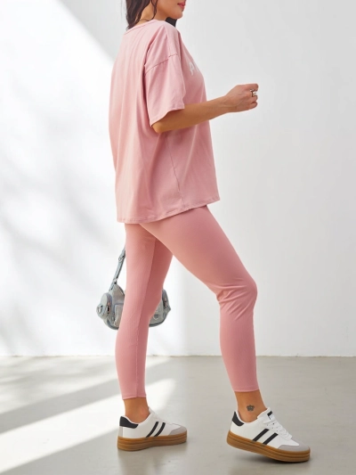 Ensemble en coton Royalfashion pour femmes avec manches courtes et leggings