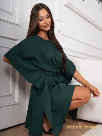 Robe Serena Verte avec Ceinture et Manches Kimono - Élégance et Confort