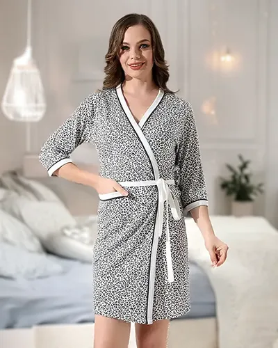 Peignoir en coton pour femme de Royalfashion à motif de panthère