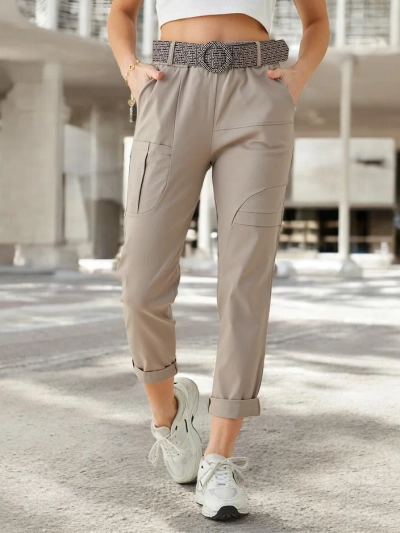 Pantalons en viscose Royalfashion pour femmes avec une ceinture
