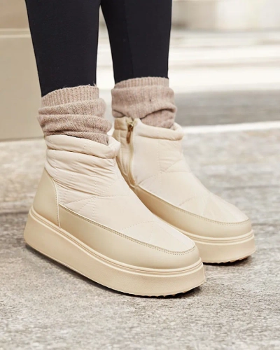 Royalfashion Bottes de neige pour femme de couleur beige Fopinia