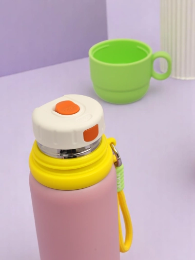 Royalfashion Mug thermique thermos avec une tasse Happy Smile