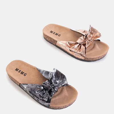 Rose - sandales pour femmes dorées avec nœud Akemi - Chaussures