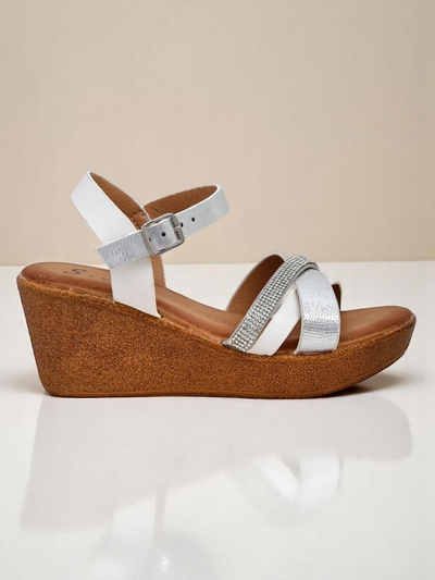 Sandales compensées Royalfashion pour femmes avec des strass et des paillettes Glittera