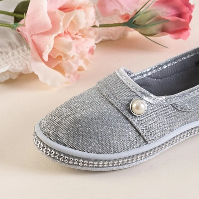 OUTLET Ballerines argentées pour enfants à décor Vual - Chaussures