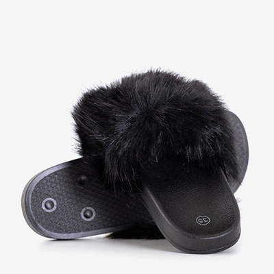 Chaussons Nonni fille noirs avec fourrure - Footwear