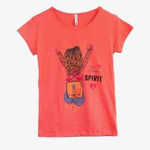 T-shirt corail femme avec imprimé coloré - Vêtements 1