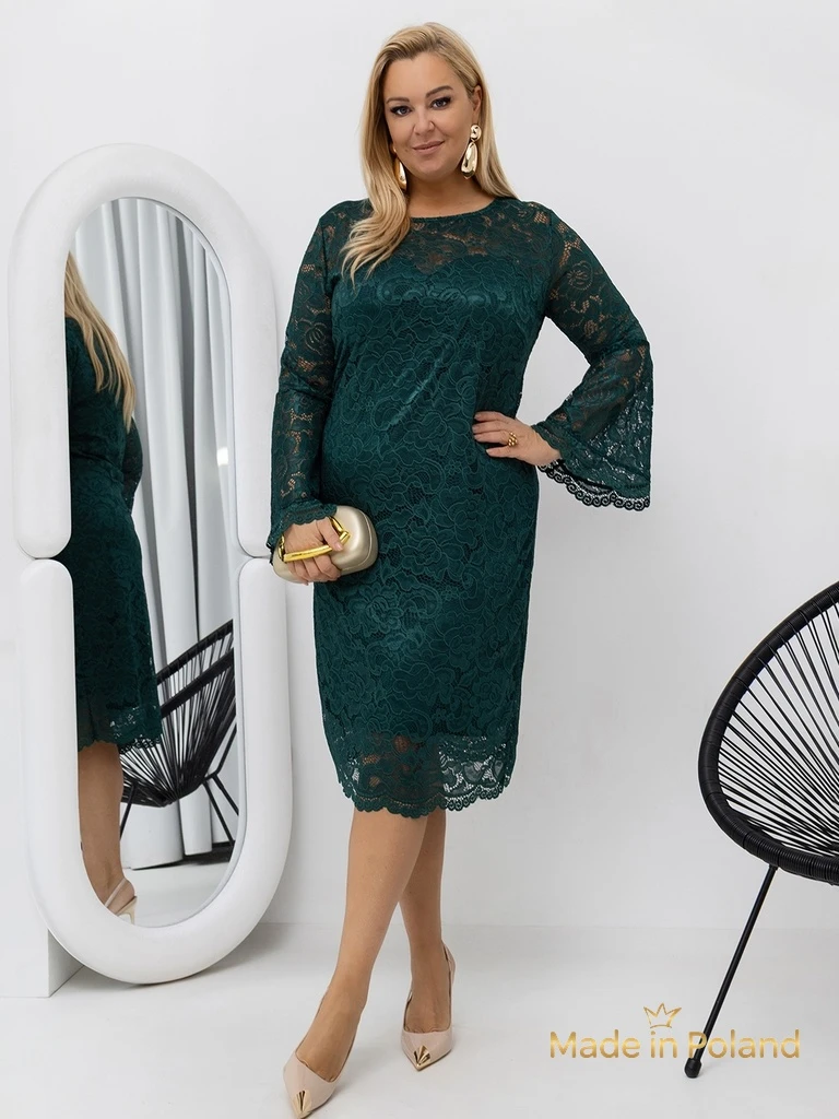 Robe midi en dentelle pour femmes à manches larges Kiss Star