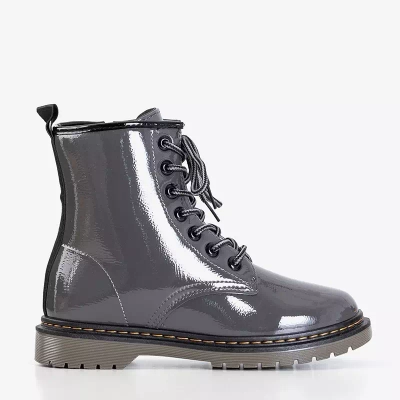 OUTLET Boots femme laquées gris foncé Lesita - Chaussures