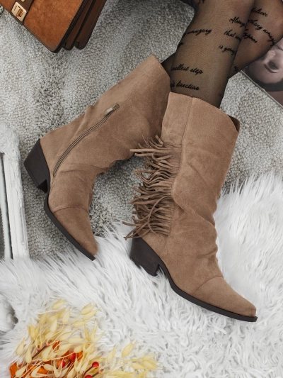 Bottines cow-boy à talons avec franges Selva
