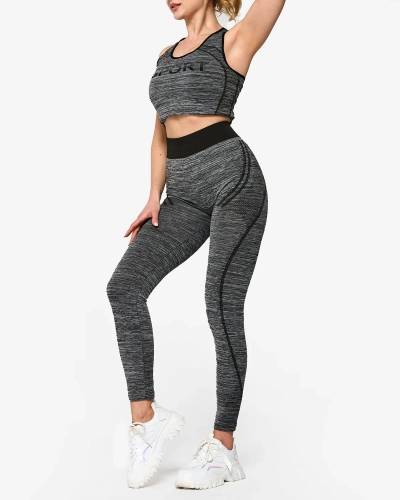 Ensemble de sport pour femme gris avec inserts noirs - Vêtements