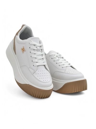 Sneakers pour femmes Arianna Bianco sur plateforme en cuir écologique de 5 cm