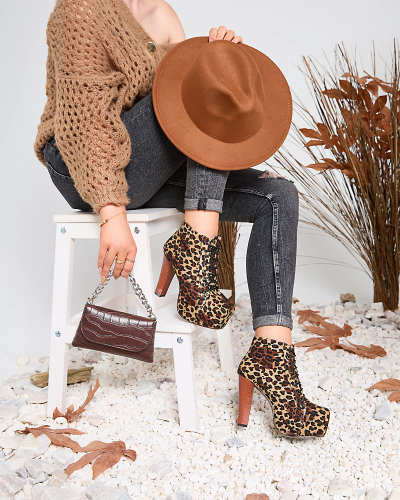 Royalfashion Bottes à talon aiguille pour femme en imprimé léopard Seficone