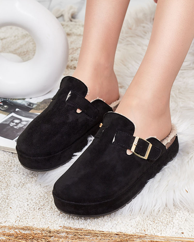 Royalfashion Pantoufles pour femmes avec peau de mouton et boucle Kajis
