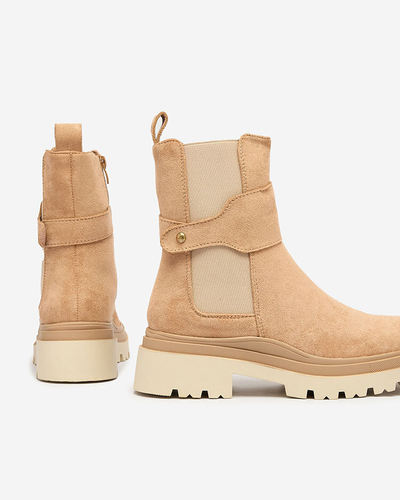 Royalfashion Bottes pour femmes marron clair avec lanière décorative Doasa