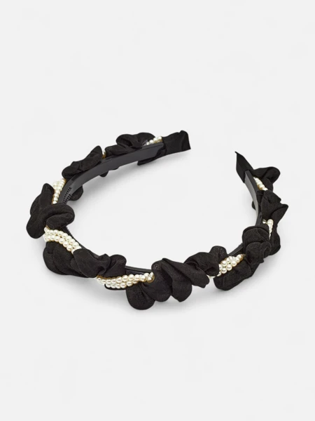 Royalfashion Bandeau pour cheveux avec froncement et perles