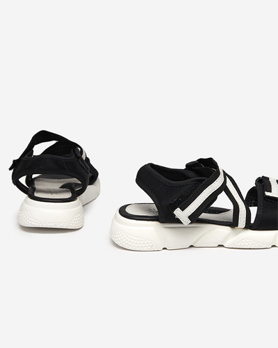 Sandales enfant noires et blanches fermées par velcro Modis - Chaussures