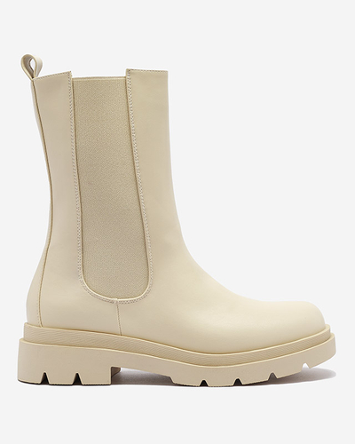 Beige bottes hautes pour femmes avec talon plat Vedesa - Vêtements