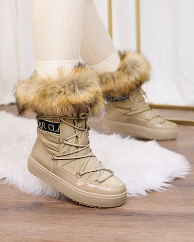 Royalfashion Bottes à enfiler marron clair bottes de neige a'la pour femmes Gomllo