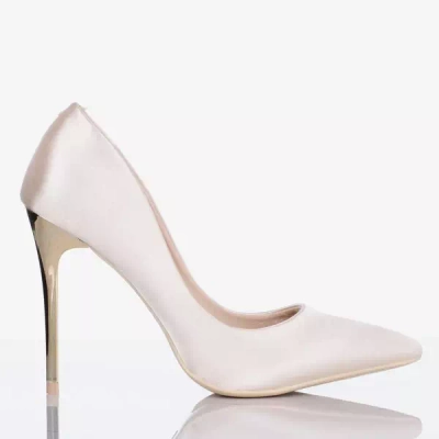 Escarpins Femme Beige Satin Or Star - Chaussures