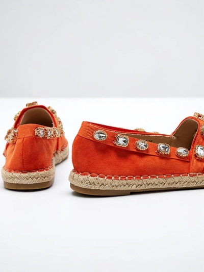 Espadrilles pour femmes orange avec cristaux Wamba - Chaussures