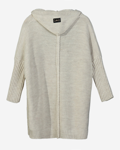 Long cardigan beige pour femme avec capuche - Vêtements